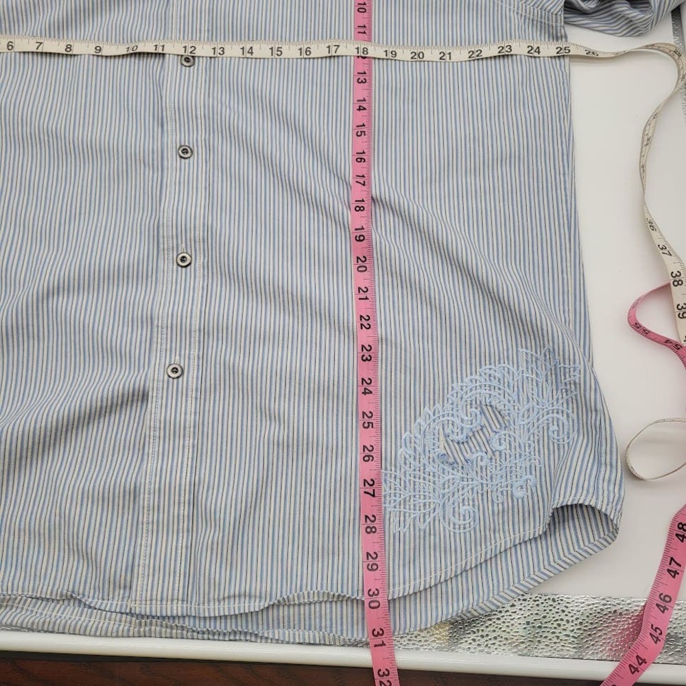 Transcript Embroidered Decorative Button Down Collar Shirt Mens Sz XL - Picture 9 of 10